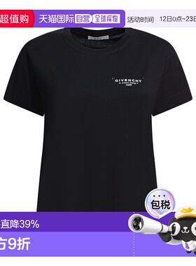 1h可退 香港直邮Givenchy 纪梵希 女士 黑色棉质T恤 BW70FJP75N00