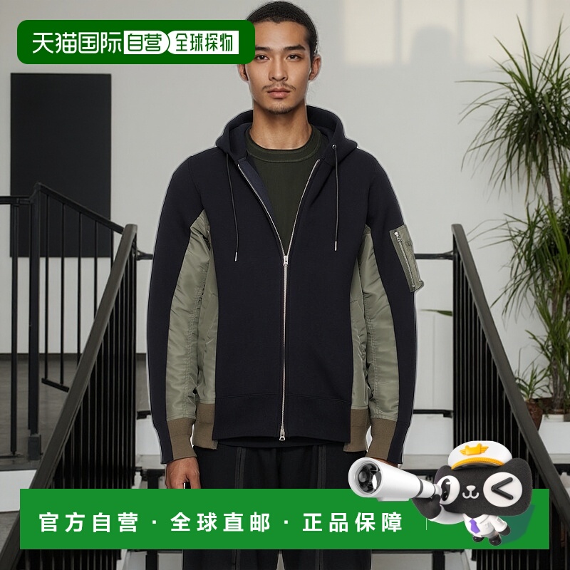 香港直邮Sacai 男士 海军蓝 & 卡其色 Sponge Sweat & Nylon Twil
