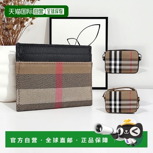 自营BURBERRY博柏利女士牛皮帆布拼色相机拉链斜挎包手提