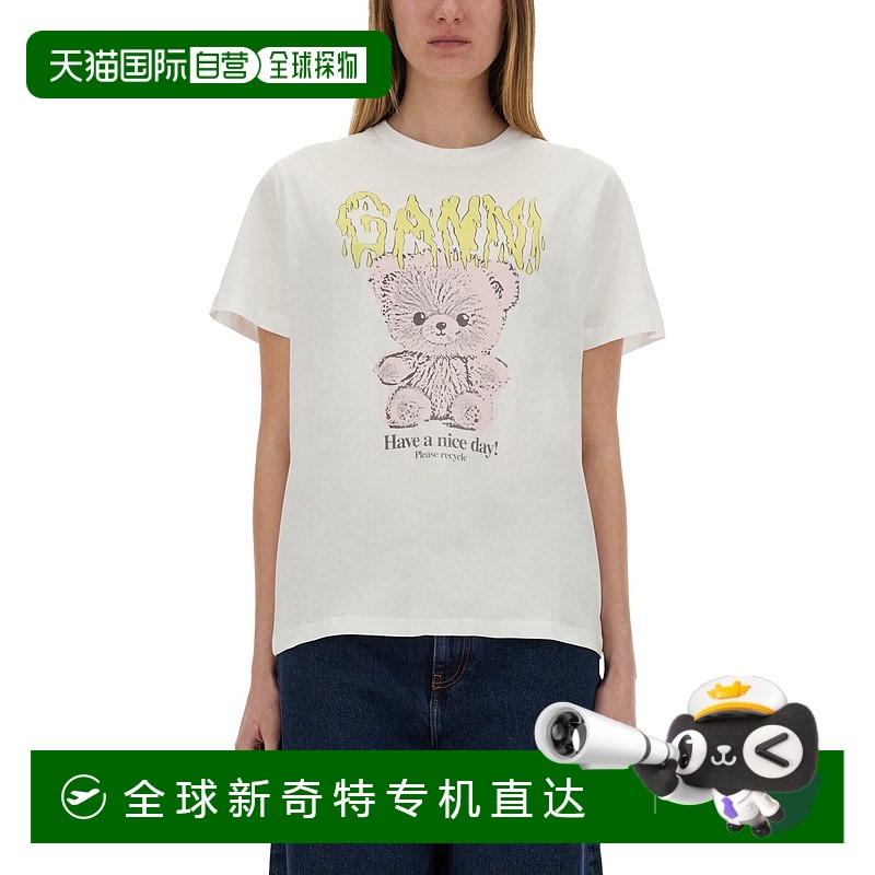 1h可退 香港直邮GANNI 甘尼 女士 短袖T恤 T4289 white白色新款