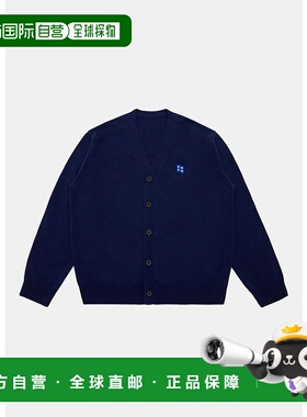 Blue Button-Fastening Logo-Detail Cardigan开衫