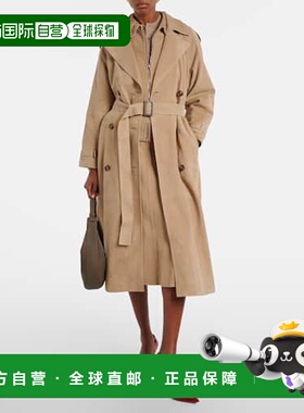 1h可退 香港直邮YVES SALOMON 女士 绒面革风衣 beige米色 舒适时