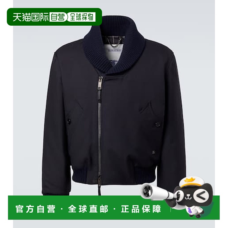 1h可退 香港直邮Burberry 巴宝莉 男士 羊毛混纺短夹克 blue蓝色