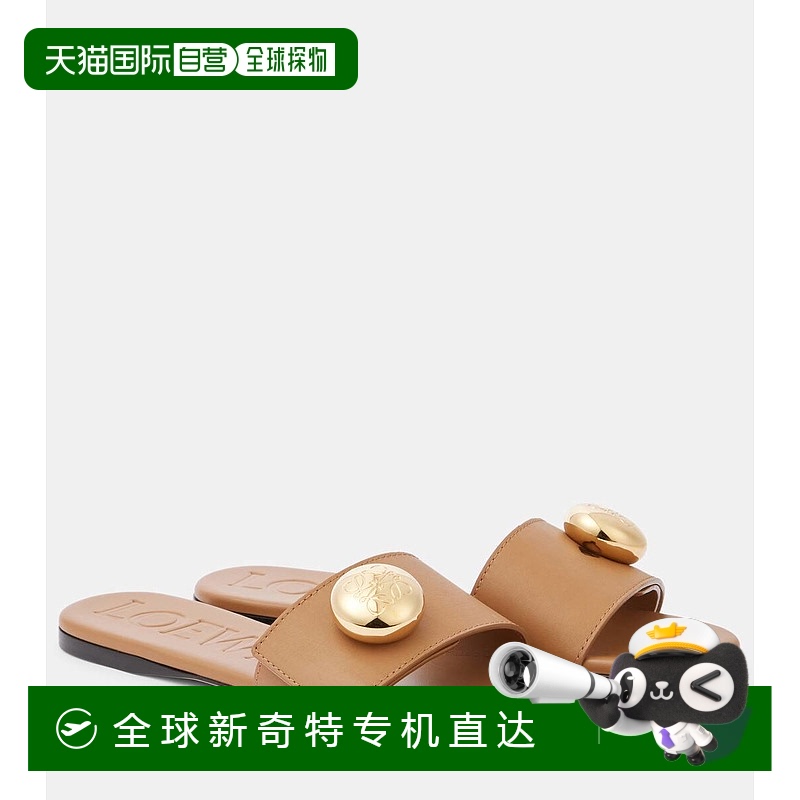 1h可退 香港直邮LOEWE 罗意威 女士 荔枝纹皮革凉拖 brown棕色 舒