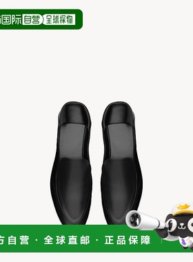 自营欧洲直邮YSL圣罗兰 ALAIN系列女士黑色小羊皮圆头拖鞋女鞋