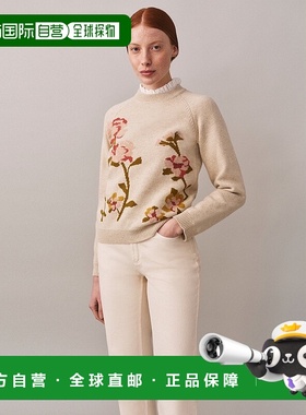 自营欧洲直邮Bonpoint小樱桃 Nottingham女士米白色花卉刺绣针织