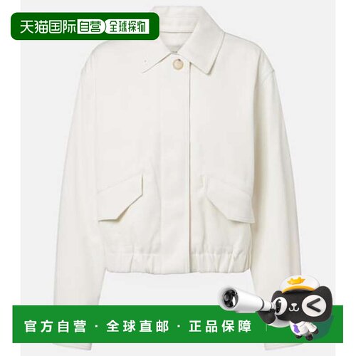 香港直邮VINCE 女士 棉质斜纹布宽身束腰夹克 white白色 舒适时尚