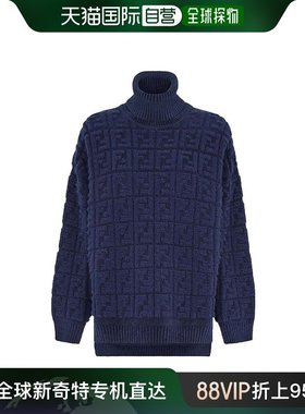 1h可退 香港直邮FENDI 21SS 蓝色FF针织毛衣 Women