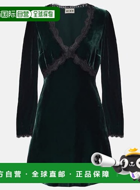 1h可退 香港直邮RIXO 女士 Macie 蕾丝边天鹅绒迷你连衣裙丝绸