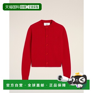 红色圆领羊毛开衫 自营欧洲直邮AMI Coeur Ami