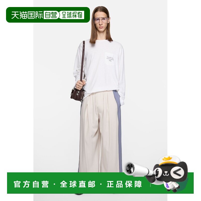 自营欧洲直邮Acne Studios 男女同款白色棉质1996喷绘徽标长袖T恤图片