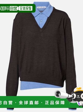 1h可退 香港直邮Acne Studios 艾克妮 女士 层叠感羊毛Polo毛衣 A