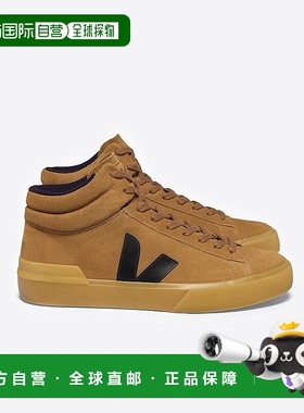 自营欧洲直邮VEJA Minotaur系列黑色/驼色麂皮V标识运动鞋 男女通