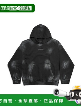 自营欧洲直邮Balenciaga巴黎世家 Back男士水洗黑/白色棉束腰连帽
