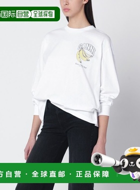 1h可退 香港直邮GANNI 甘尼 女士 白色针织带Logo印花上衣 A10500