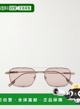 香港直邮zegna 杰尼亚 男士 几何形状圆框钛合金太阳眼镜 EZ02933