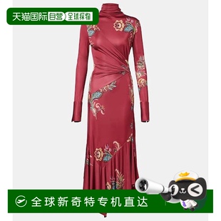 香港直邮Etro 女士 1h可退 艾特罗 舒适 印花中长连衣裙 red红色