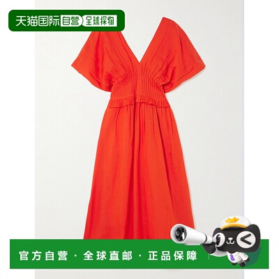 1h可退 香港直邮SEA 海洋 女士 Zora 褶裥苎麻中长连衣裙 SS25070
