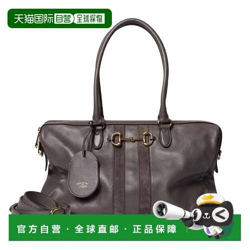 自营欧洲直邮GUCCI古驰 BORSETTO大号深灰色皮革波士顿包斜挎包