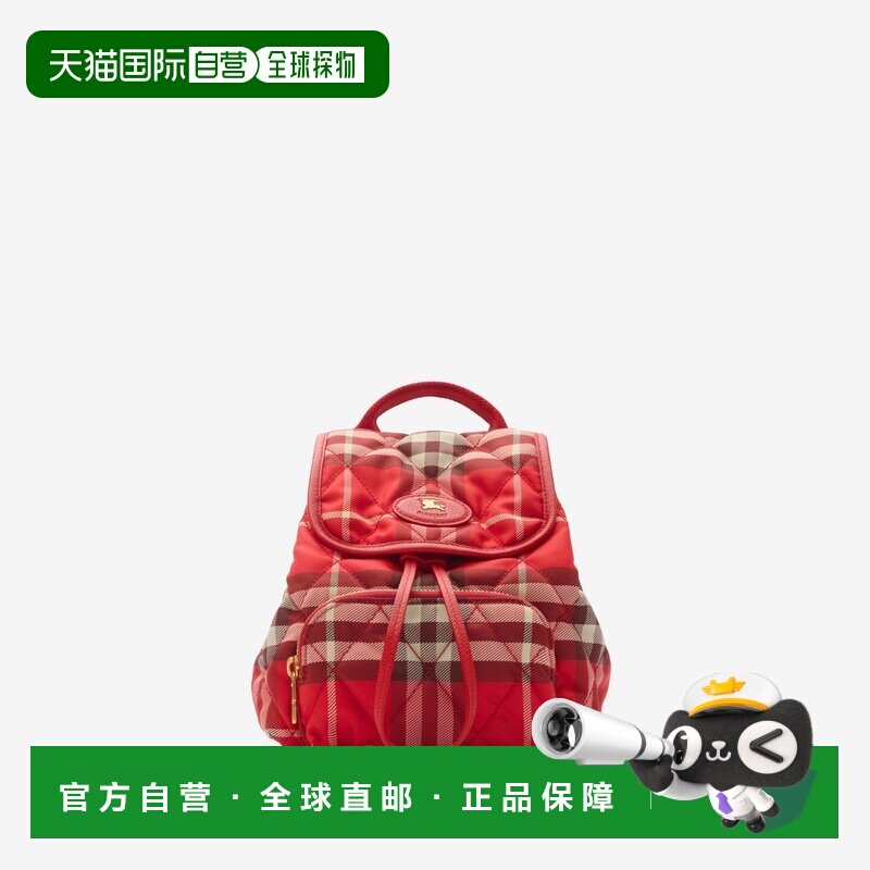 自营欧洲直邮Burberry博柏利 Horseshoe女士红色尼龙双肩背包