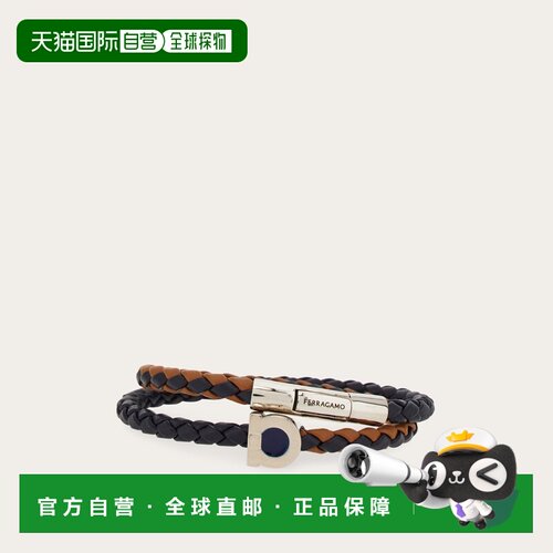 自营欧洲直邮Ferragamo菲拉格慕 男士银色/海军蓝/皮革黄铜Gancin