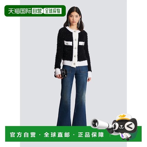 香港直邮Balmain 圆领长袖羊毛针织衫 BF0KL125KF19开衫