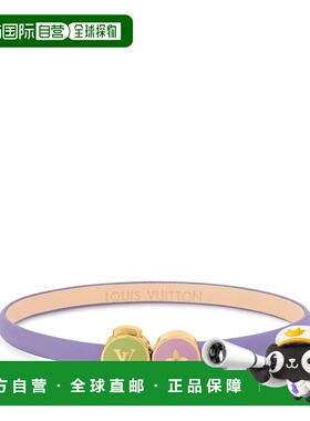 自营欧洲直邮LV路易威登 Confetti女士紫色皮革老花花朵图案手链