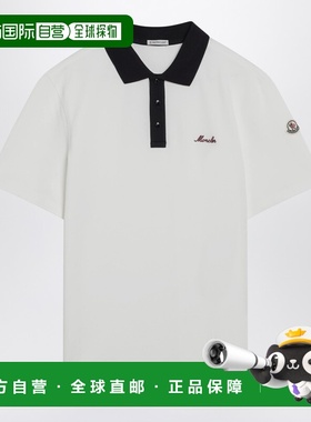 1h可退 香港直邮Moncler 盟可睐 男士 白色棉质凸纹布刺绣徽标Pol