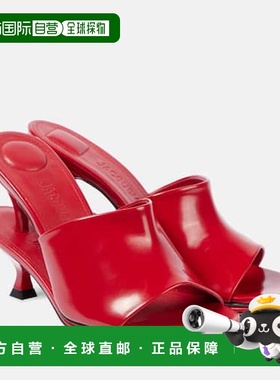 1h可退 香港直邮Jacquemus 女士 Les Doubles 皮质凉拖 red红色