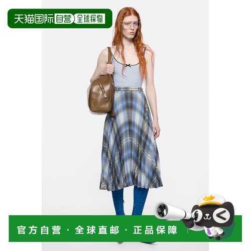 自营欧洲直邮Acne Studios 女士蓝色丝羊毛混纺性感针织吊带背心