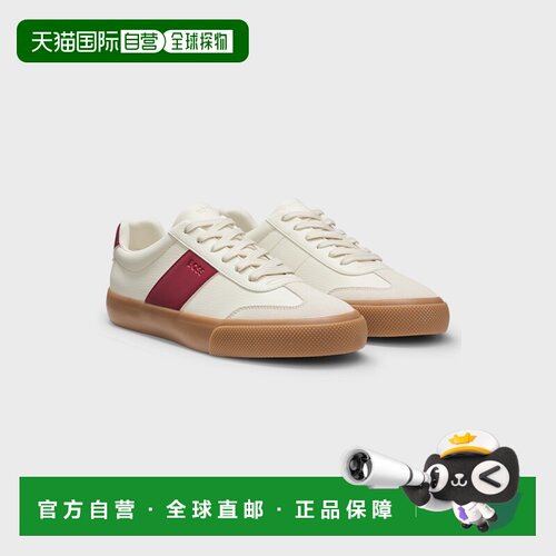 自营欧洲直邮Hugo Boss 男士自然色聚氨酯低帮系带运动鞋男鞋