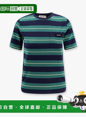 1h可退 香港直邮Miu Miu 缪缪 女士 Mu Miu 條紋圓領T卹 MJN537SO