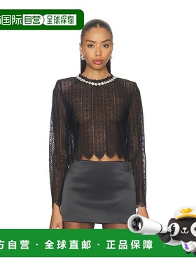1h可退 香港直邮Self-Portrait 女士 黑色欧根纱蕾丝上衣上衣 RS2