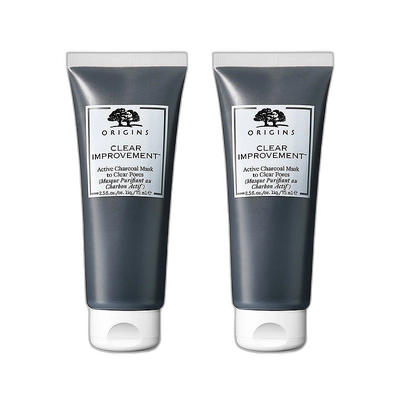 欧洲直邮Origins悦木之源 泥娃娃活性炭涂抹面膜75mlx2 净彻毛孔