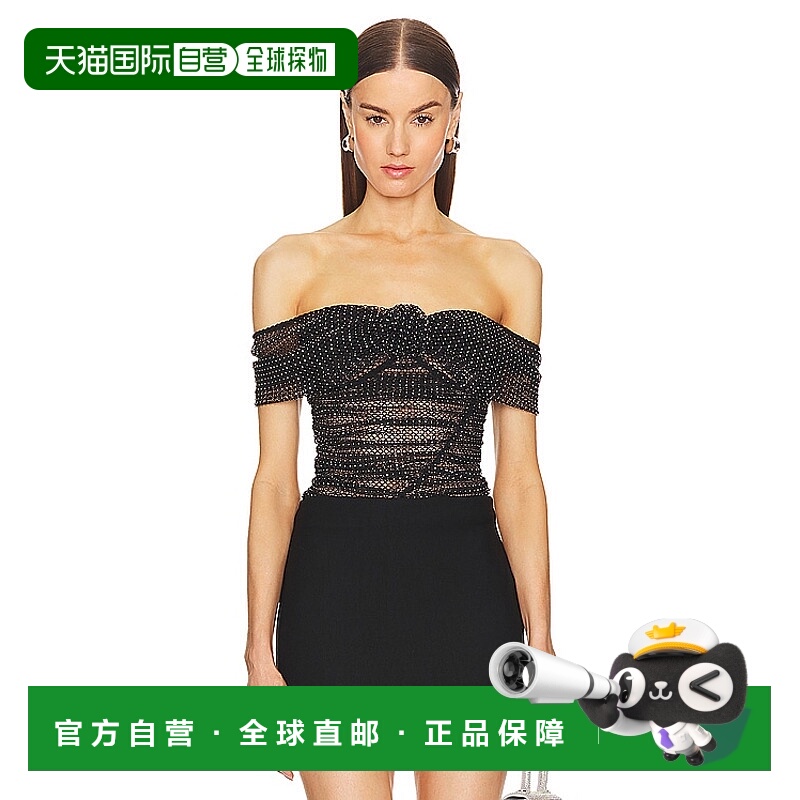 香港直邮Self-Portrait 女士 人造钻石网眼上衣 SS24204TB