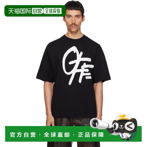 香港直邮off-white 男士 黑色 Shared Spray Logo Skate T恤 OMAA