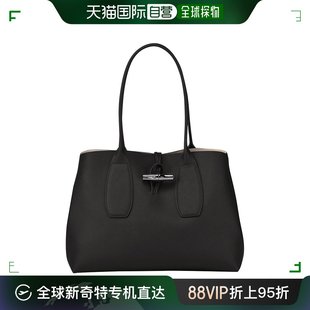 黑色徽标皮质单肩包 欧洲直邮LONGCHAMP