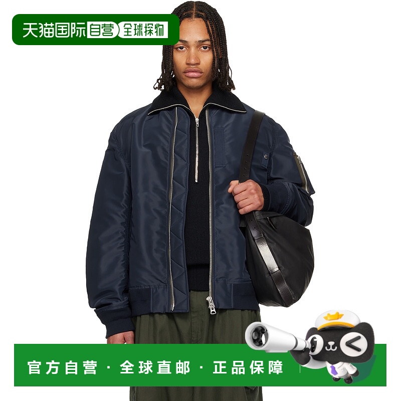 1h可退 香港直邮Sacai 男士 海军蓝飞行员夹克 SCM301 blue蓝色