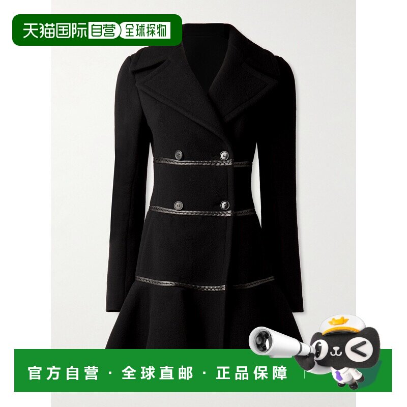 1h可退 美国直邮alaia 女士 公主双排扣皮革边羊毛收腰大衣 AA9M1
