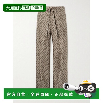香港直邮Gucci 古驰 男士 GG Supreme印花桑蚕丝长裤 773653ZAPEF