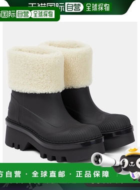 1h可退 香港直邮Chloe 蔻依 女士 Raina 皮毛饰边短靴 black黑色