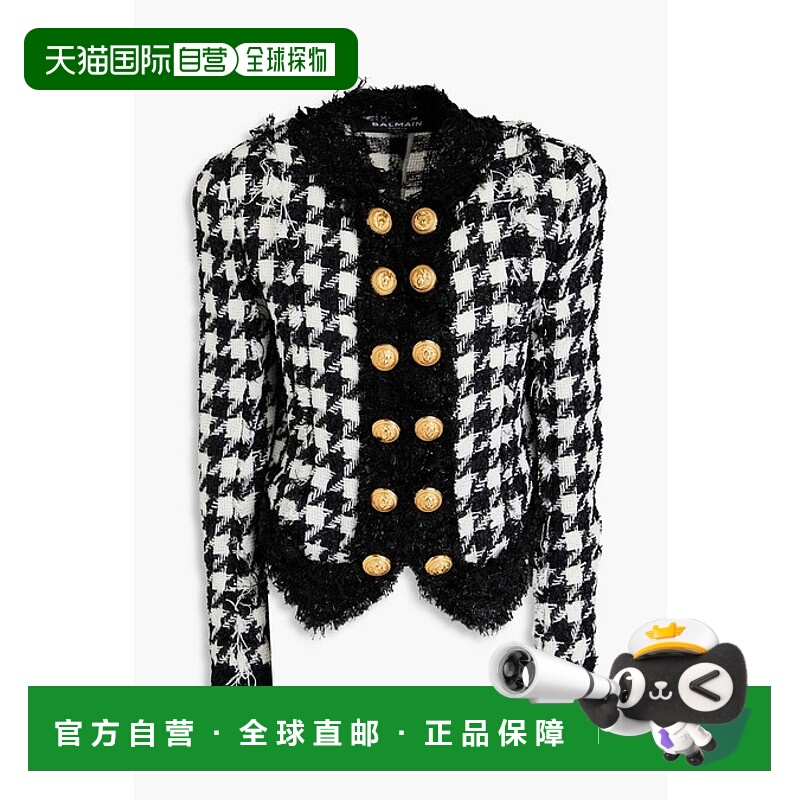 香港直邮Balmain 巴尔曼 女士 金属感花呢夹克 YF1SC038MB44