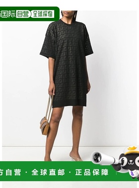 香港直邮Fendi 黑色FF压纹连衣裙 FZD727A61D针织