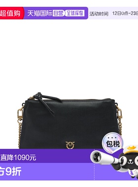 1h可退 香港直邮Pinko 品高 女士 黑色皮革斜挎包 105359A0QOZ99Q