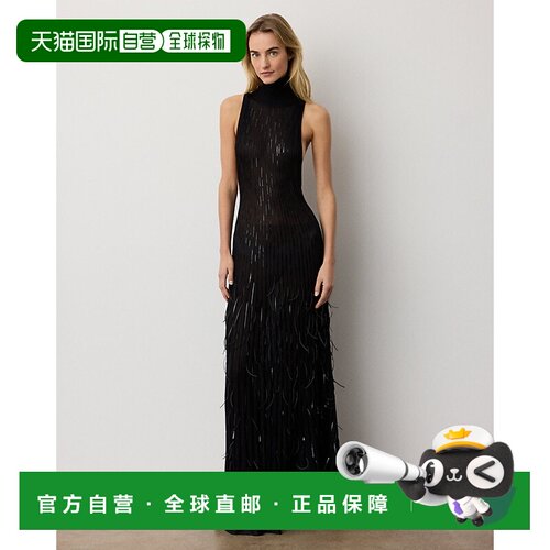 自营欧洲直邮Ralph Lauren拉夫劳伦 Cayla女士黑色晚礼服裙子装饰