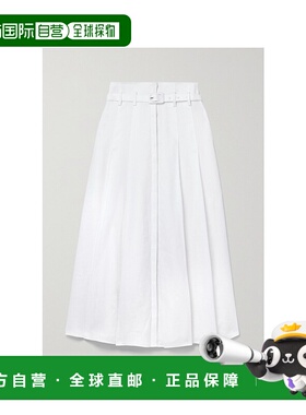 香港直邮Gabriela Hearst 女士 Dugald 褶裥亚麻中长半身裙 32430