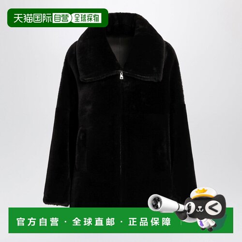 香港直邮BLANCHA 女士 ZIPUP 巧克力色棕色毛羊皮夹克 26100302