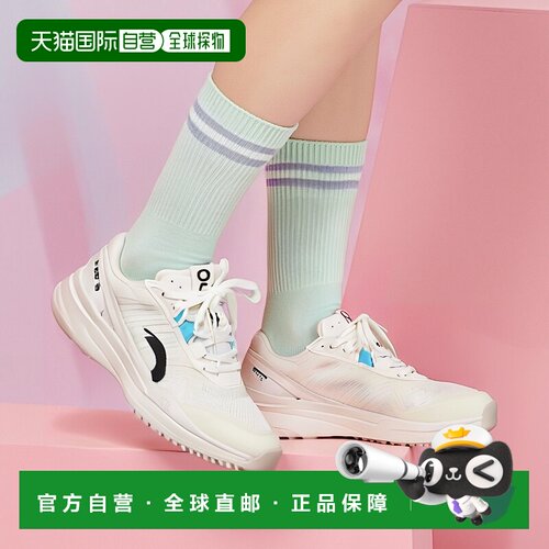自营欧洲直邮ON昂跑 THE ROGER系列女士白色/粉色聚酯纤维滑步运