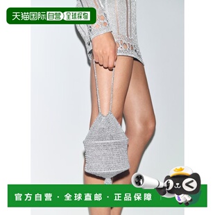 自营欧洲直邮Mango芒果 女士银色带绒球的亮片糖果袋