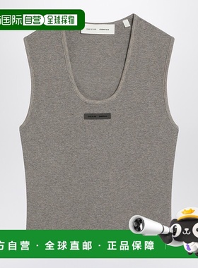 1h可退 香港直邮Essentials 女士 灰色罗纹棉混纺背心上衣 125SP2